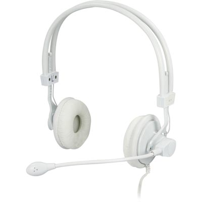 Deltaco Headset HL7V, mikrofoni ja äänensäätö, valkoinen